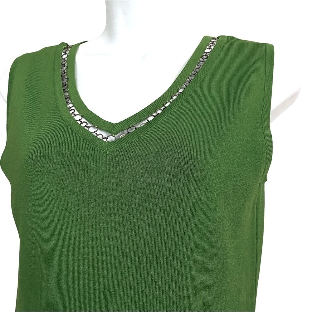 Elementz Green Sleeveless Ribbed Sweater Size Medium Spring Knit V-neck
